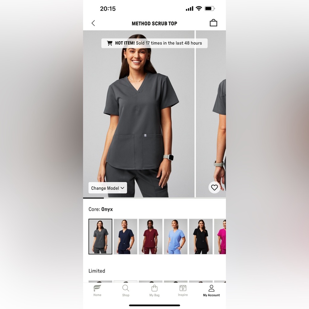 Onyx V-Neck Fabletics Scrub Top
